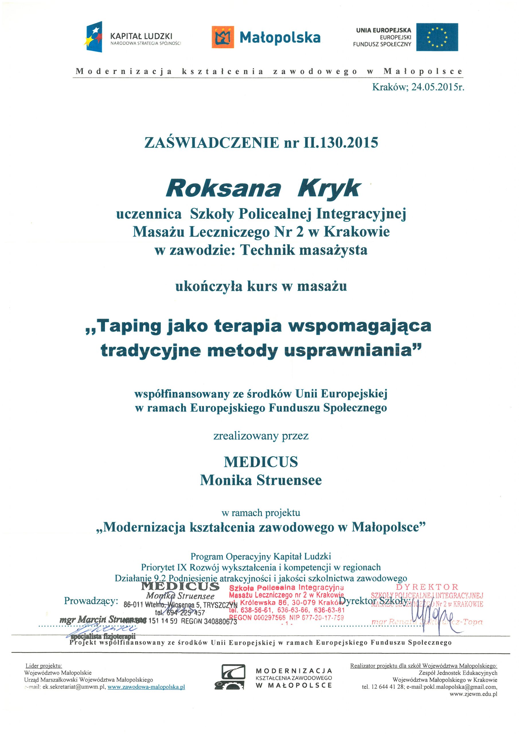 certyfikat kurs