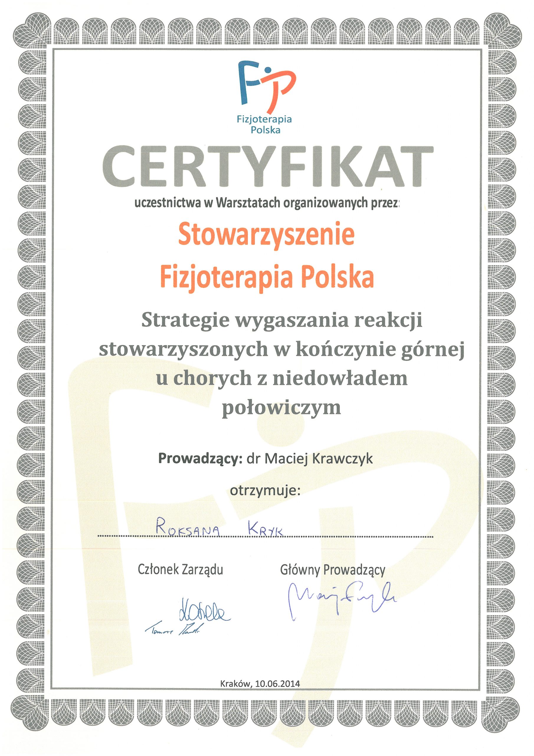 certyfikat warsztat