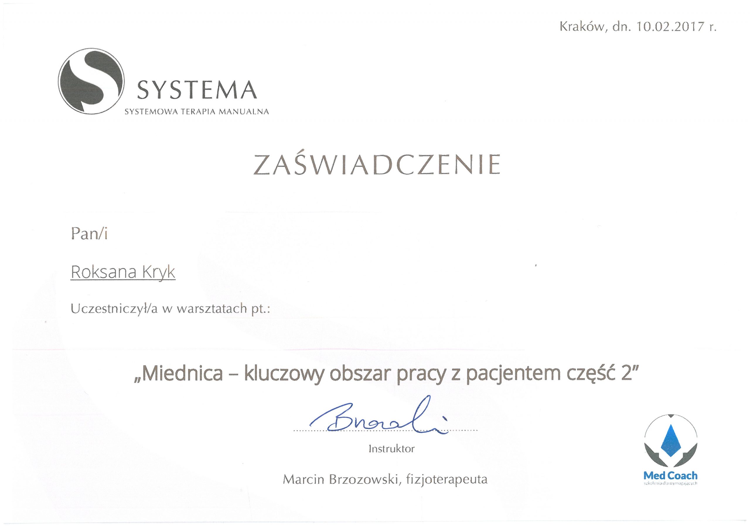 certyfikat warsztat