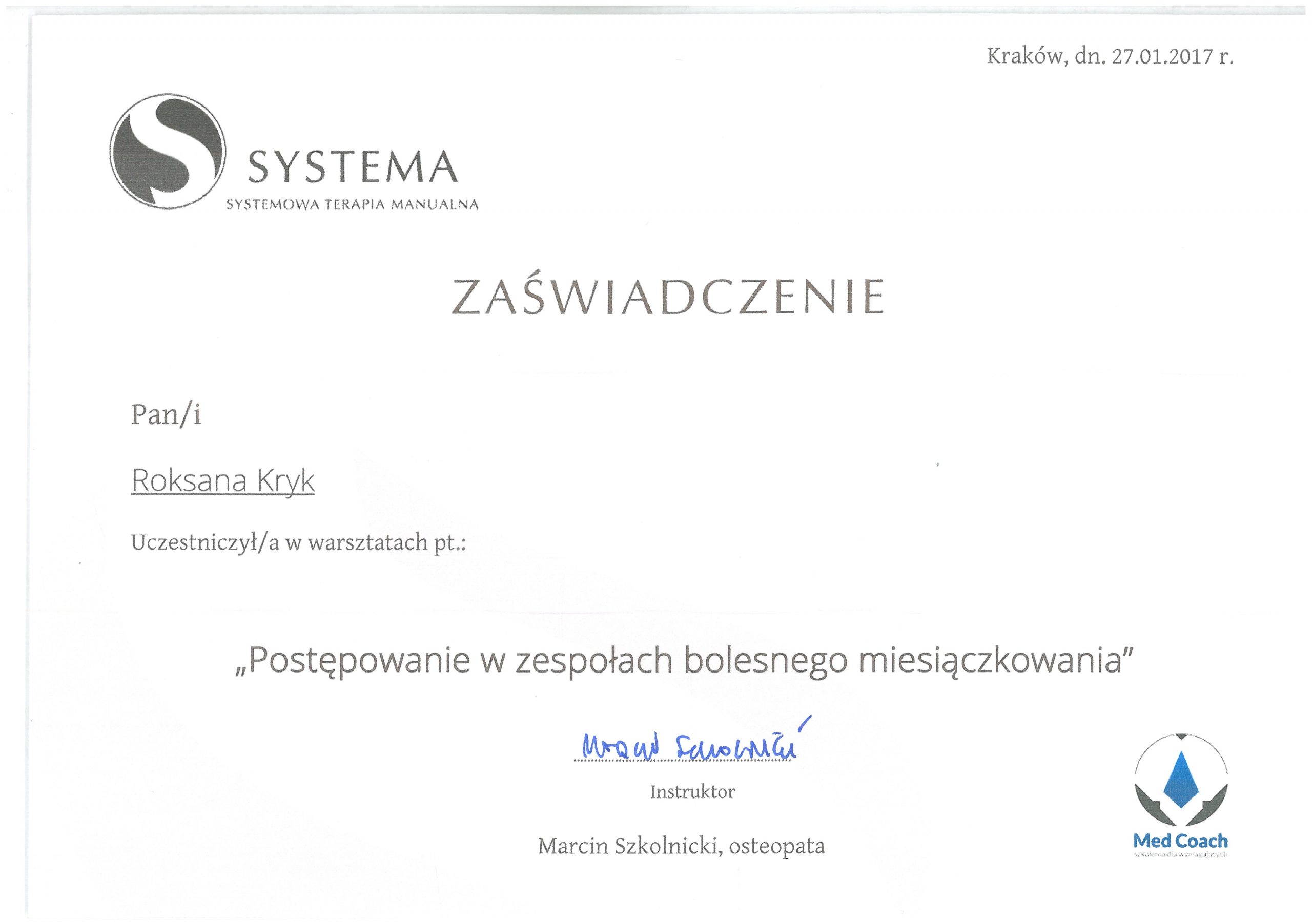 certyfikat warsztat