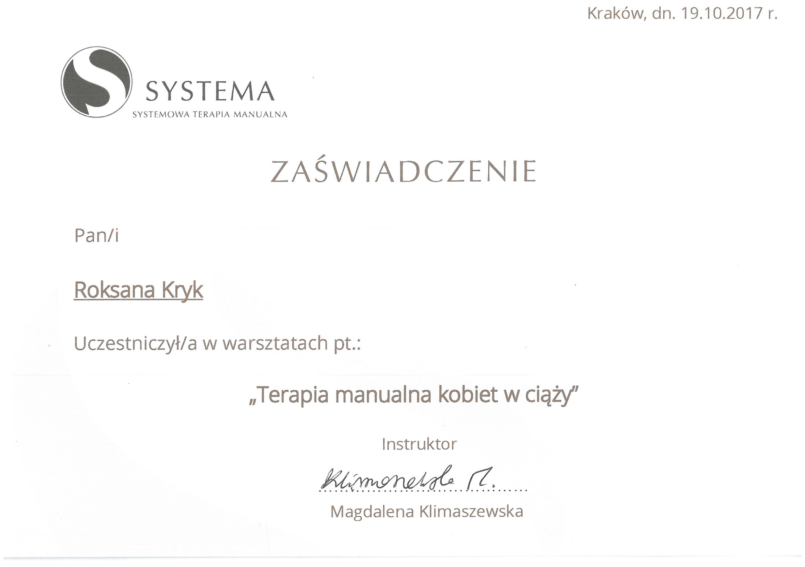 certyfikat warsztat