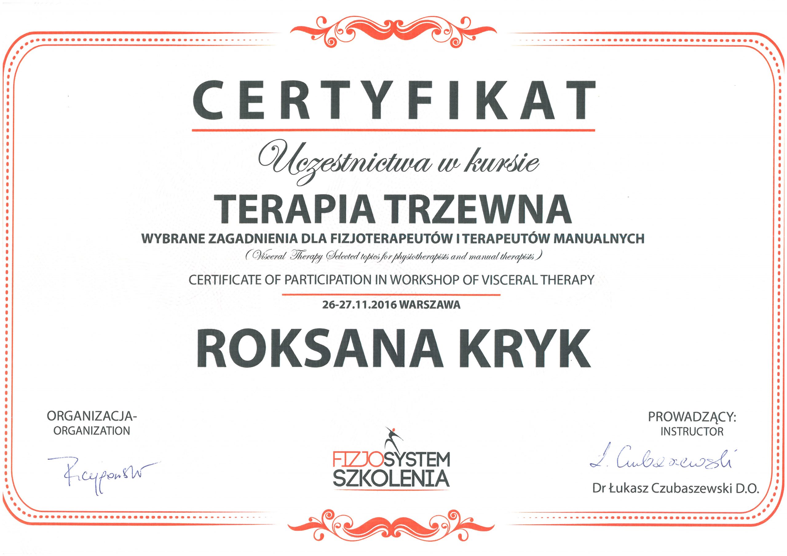 certyfikat kurs