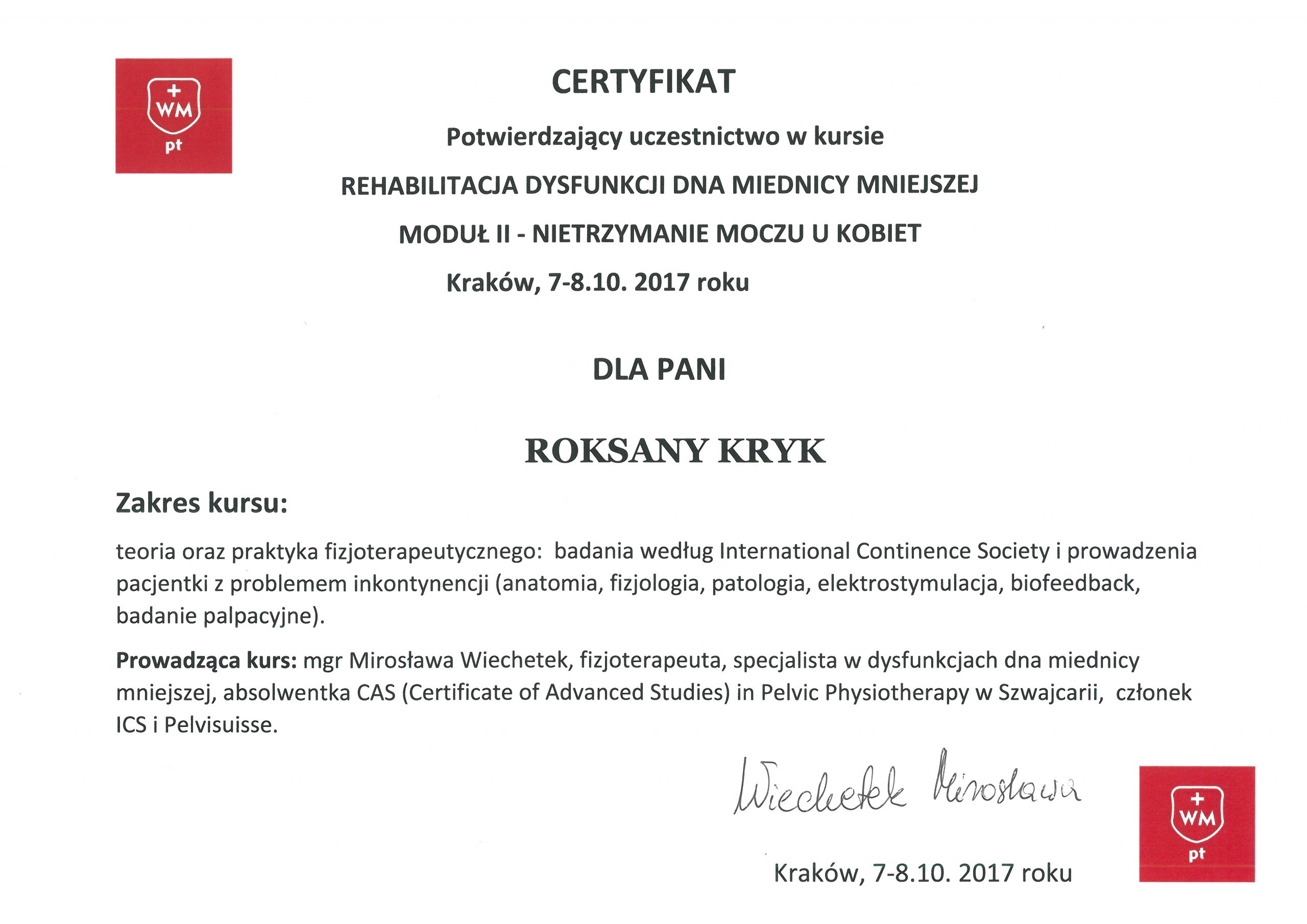 certyfikat kurs