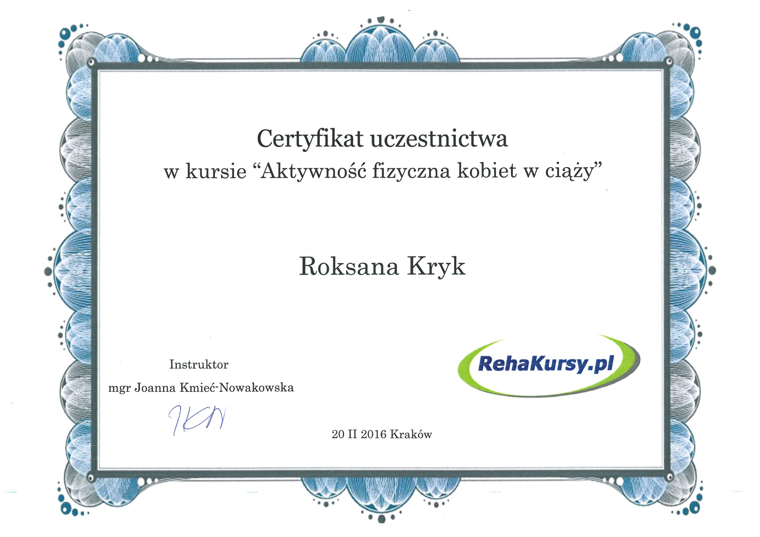 certyfikat kurs